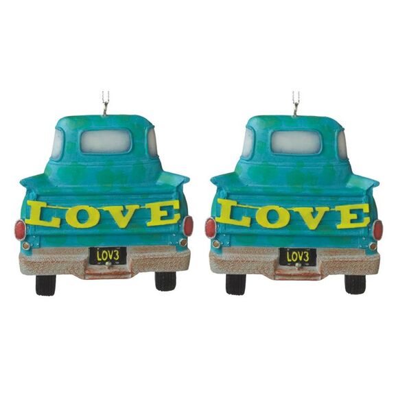 Midwest CBK Farmer Love Pickup Truck Christmas Holiday Ornaments Set of 2 - Picture 1 of 4